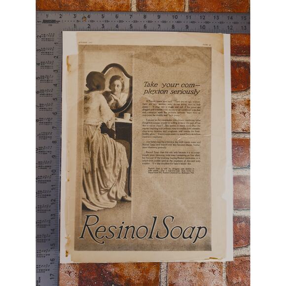 1918 Resinol Soap Woman at Vanity Beauty‎ Routine Original Vtg PRINT AD - Picture 4 of 12